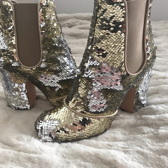 Shoes - Semelle Cuir Sequined Ankle boots